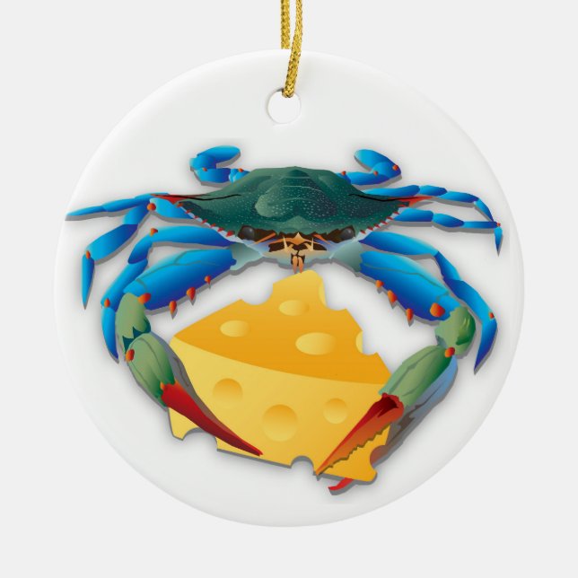Blue Crab with Chesse Ceramic Ornament (Front)