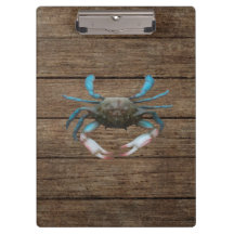 Blue Crab Wood Grain Clipboard