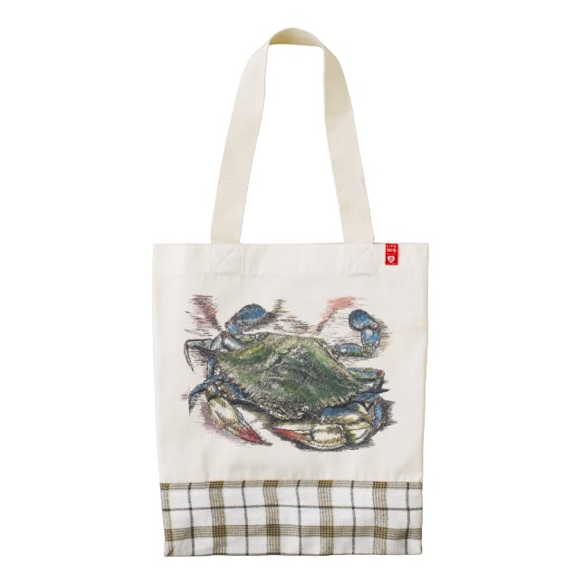 Blue Crab Zazzle Heart Tote (Back)