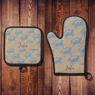 blue  crabs- add name  oven mitt & pot hol