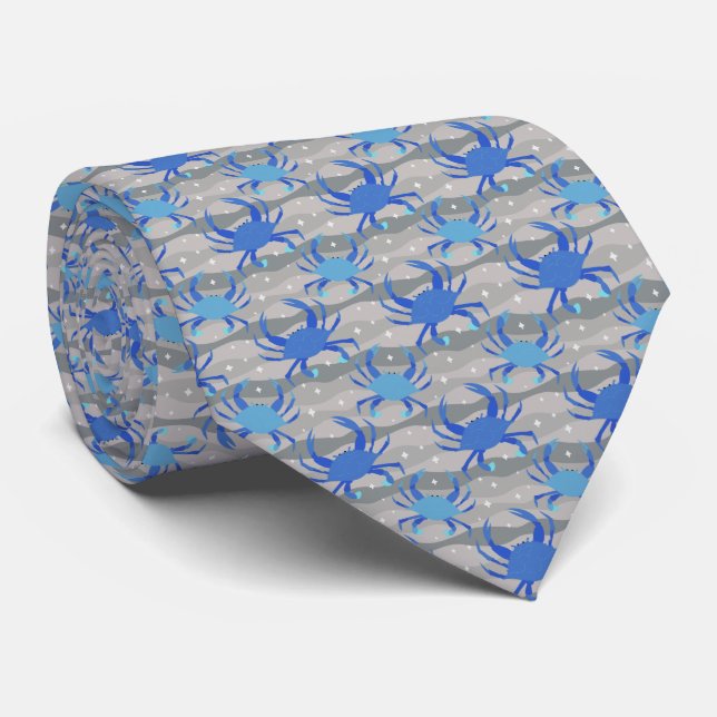 Blue Crabs Neck Tie (Rolled)