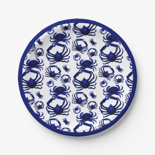 Blue Crabs Pattern Paper Plates