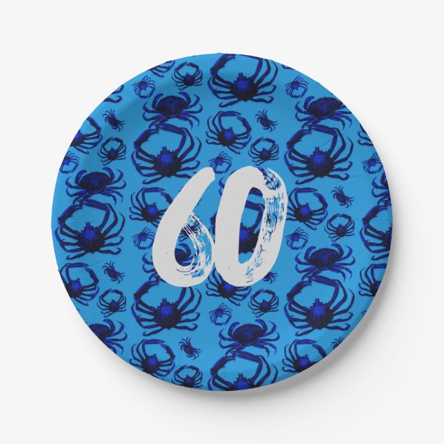 Blue Crabs Pattern Paper Plates (Front)