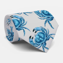 Blue Crabs Seaside Pattern Neck Tie