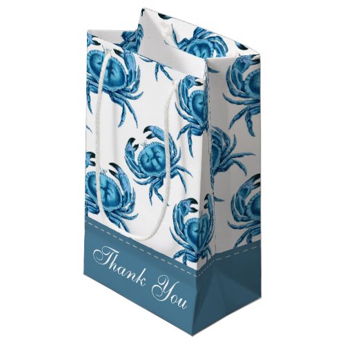 Blue Crabs Seaside Pattern Small Gift Bag