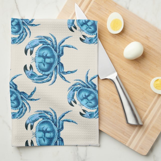 Blue Crabs Seaside Pattern Towel (Quarter Fold)