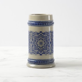 Blue Cracked Ceramic Style Azulejo Vintage Beer Stein by HumusInPita at Zazzle