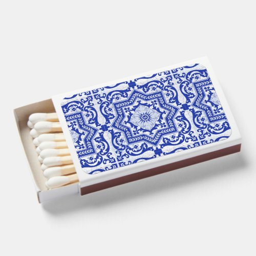 Blue Cracked Ceramic Style Azulejo Vintage Matchboxes