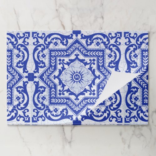 Blue Cracked Ceramic Style Azulejo Vintage Paper Pad