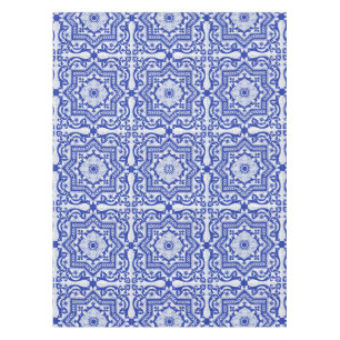 Blue Cracked Ceramic Style Azulejo Vintage Tablecloth