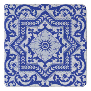 Blue Cracked Ceramic Style Azulejo Vintage Trivet