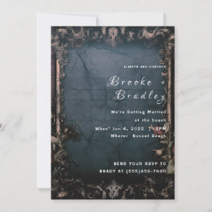 Blue Cracked‑Stone Gothic Wedding Invitation