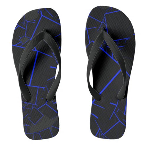 Blue Cracks on Black Flip Flops