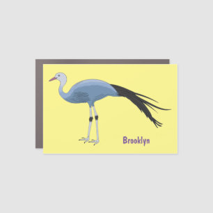 Blue crane bird cartoon illustration car magnet