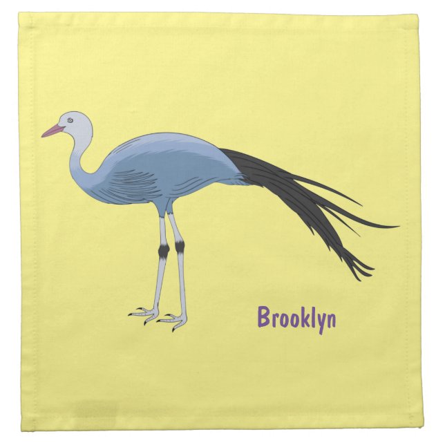 Blue crane bird cartoon illustration cloth napkin (Front)