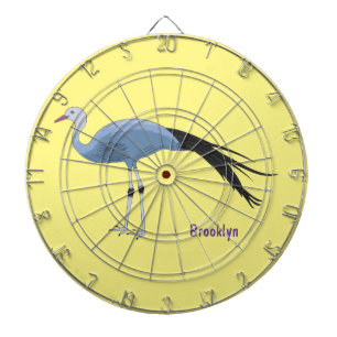 Blue crane bird cartoon illustration dart board