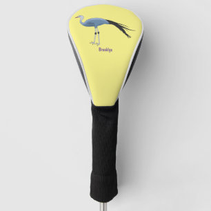 Blue crane bird cartoon illustration  golf head cover
