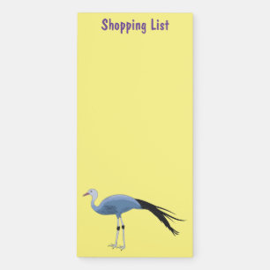 Blue crane bird cartoon illustration magnetic notepad
