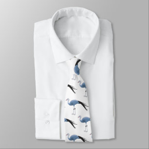 Blue crane bird cartoon illustration neck tie