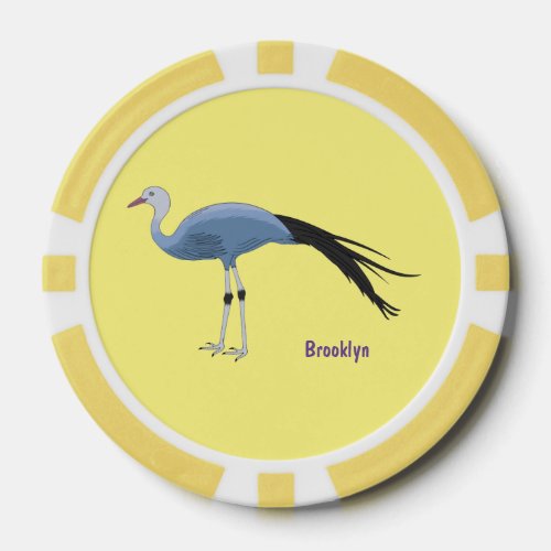 Blue crane bird cartoon illustration  poker chips