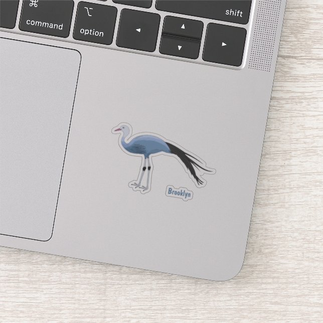 Blue crane bird cartoon illustration  sticker (Detail)