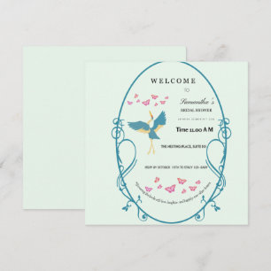 Blue Crane Bridal Shower Invitation - Customizable