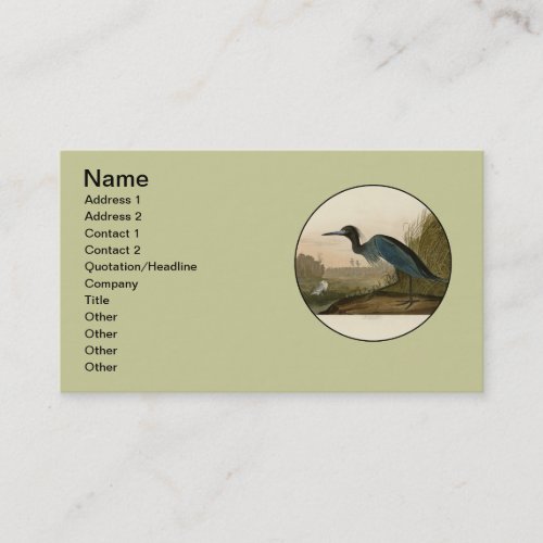 Blue Crane Heron Audubon Painting Business Card