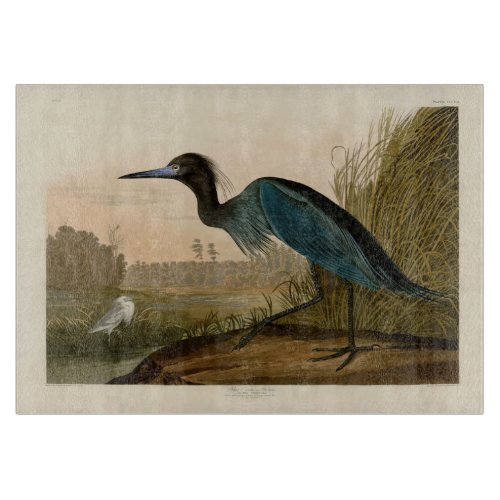 Blue Crane Heron Audubon Painting Cutting Board