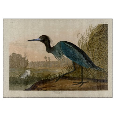 Blue Crane Heron Audubon Painting Cutting Board