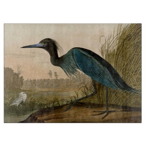 Blue Crane Heron Audubon Painting Cutting Board