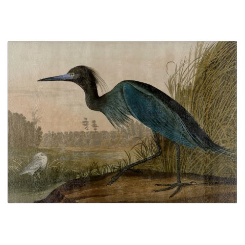 Blue Crane Heron Audubon Painting Cutting Board