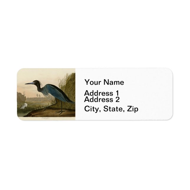 Blue Crane Heron Audubon Painting Label (Front)