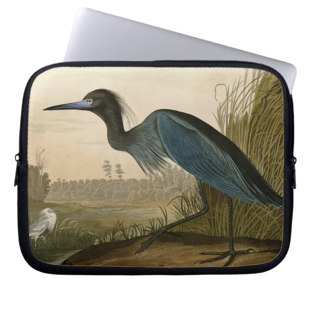 Blue Crane Heron Audubon Painting Laptop Sleeve (Front)