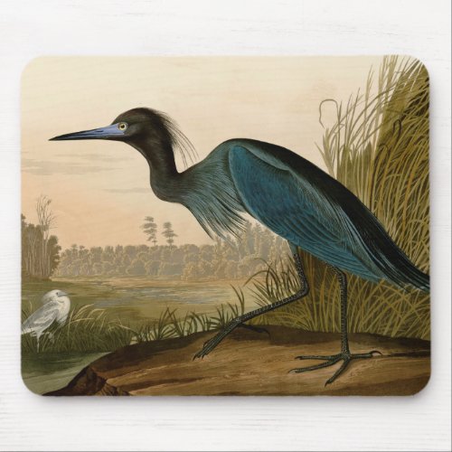 Blue Crane Heron Audubon Painting Mouse Pad