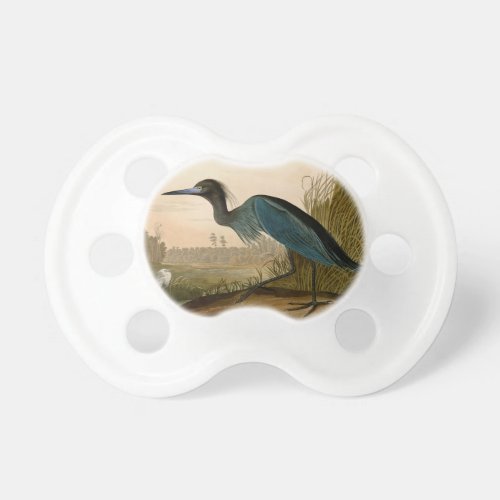 Blue Crane Heron Audubon Painting Pacifier