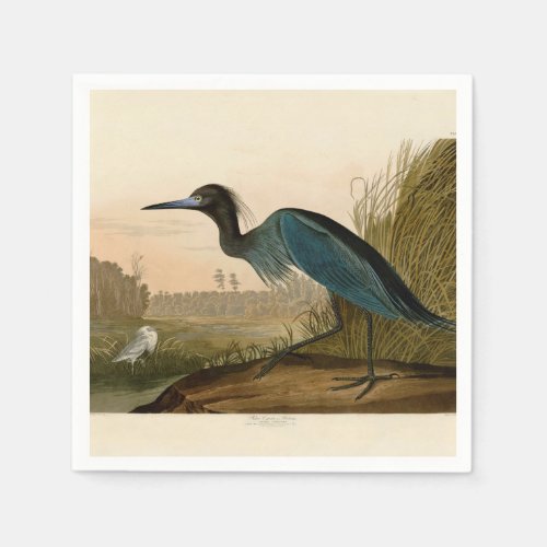 Blue Crane Heron Audubon Painting Paper Napkins