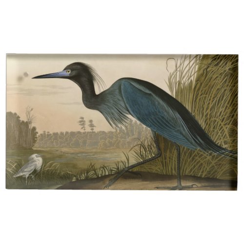 Blue Crane Heron Audubon Painting Place Card Holder