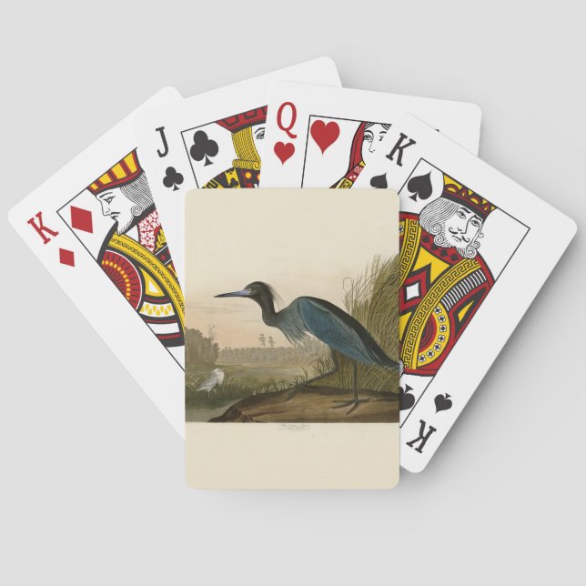 Blue Crane Heron Audubon Painting Poker Cards (Back)
