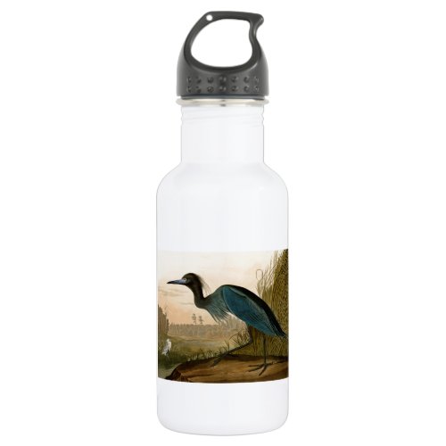 Blue Crane Heron Audubon Painting Stainless Steel Water Bottle