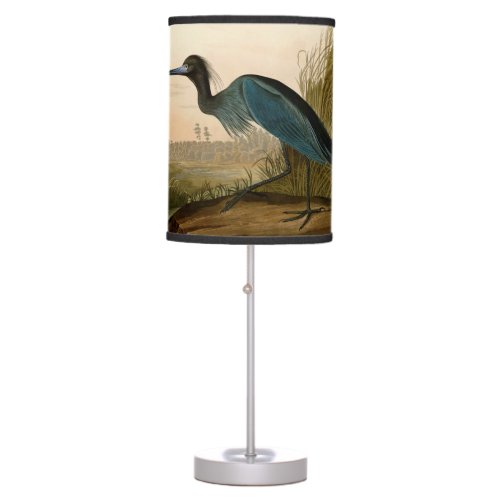 Blue Crane Heron Audubon Painting Table Lamp