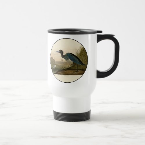 Blue Crane Heron Audubon Painting Travel Mug