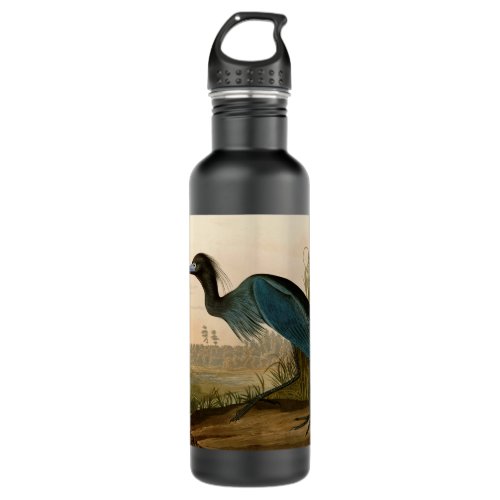 Blue Crane Heron Audubon Painting Water Bottle