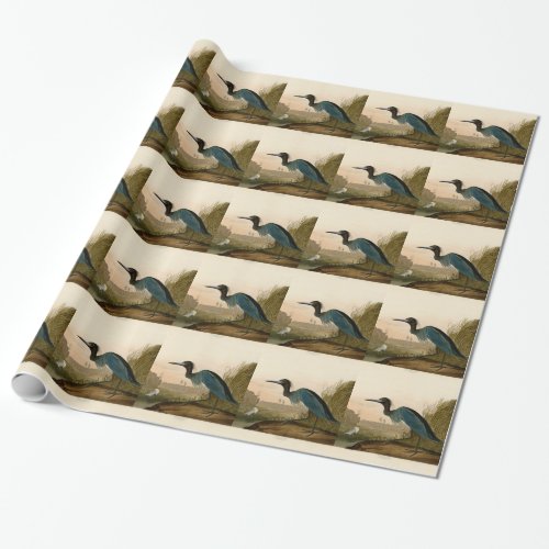 Blue Crane Heron Audubon Painting Wrapping Paper