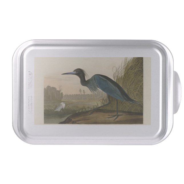 Blue Crane Heron Audubon Print Coastal Art Cake Pan (Front)