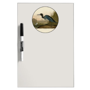 Blue Crane Heron Audubon Print Coastal Art Dry Erase Board
