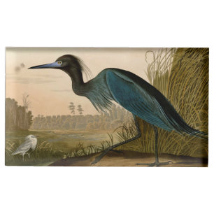 Blue Crane Heron Audubon Print Coastal Art Place Card Holder