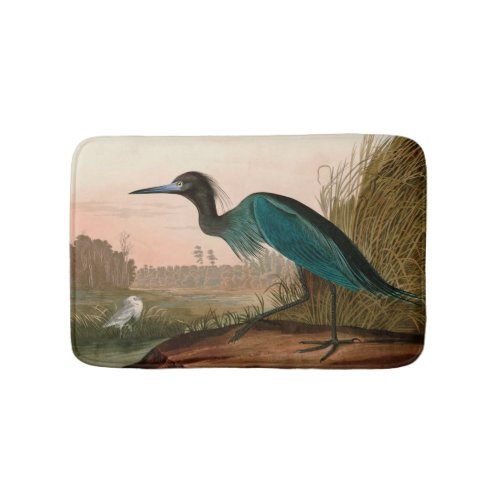 Blue Crane or Heron Birds of America Audubon Print Bath Mat