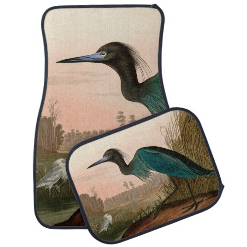 Blue Crane or Heron Birds of America Audubon Print Car Floor Mat