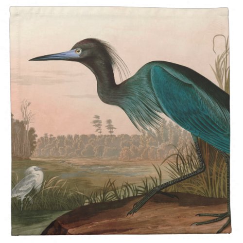 Blue Crane or Heron Birds of America Audubon Print Cloth Napkin