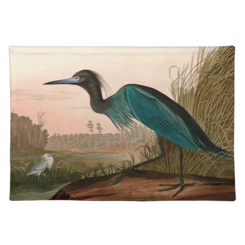 Blue Crane or Heron Birds of America Audubon Print Cloth Placemat